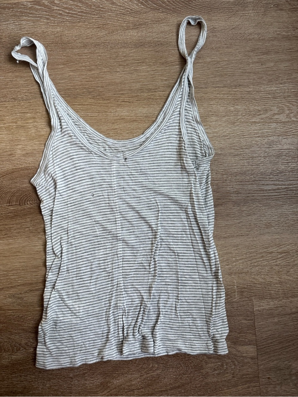 Babaton Striped Scoop Tank Top in Cream and Light Gray